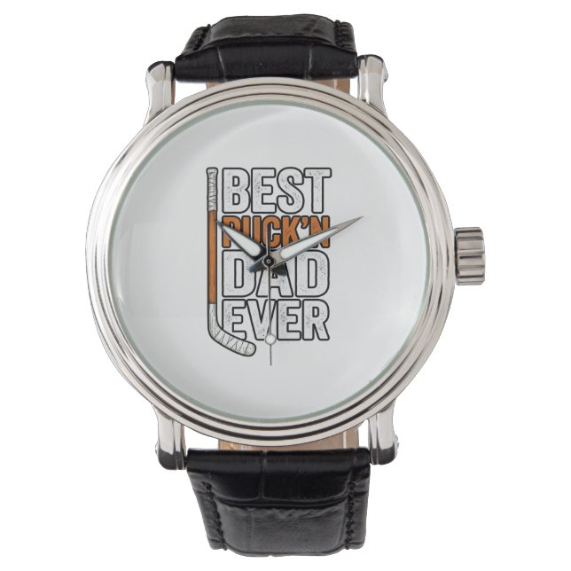 Beste Puck'n Papa Ooit Hockey Vader Vector Design_ Horloge (Voorkant)