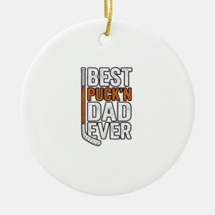 Beste Puck'n Papa Ooit Hockey Vader Vector Design_ Keramisch Ornament