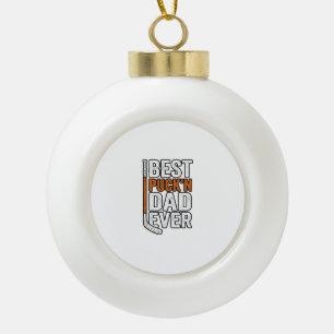 Beste Puck'n Papa Ooit Hockey Vader Vector Design_ Keramische Bal Ornament
