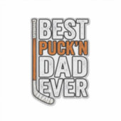 Beste Puck'n Papa Ooit Hockey Vader Vector Design_ Sticker (Voorkant)