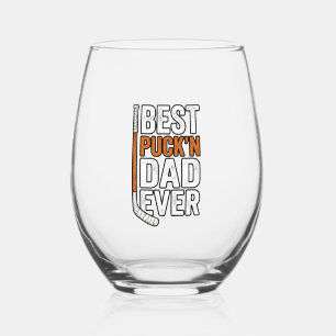 Beste Puck'n Papa Ooit Hockey Vader Vector Design_ Wijnglas Zonder Voet