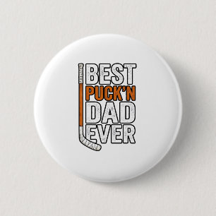 Beste Puck'n Papa Ooit Hockey Vader Vector Ontwerp Ronde Button 5,7 Cm