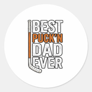Beste Puck'n Papa Ooit Hockey Vader Vectorontwerp_ Ronde Sticker