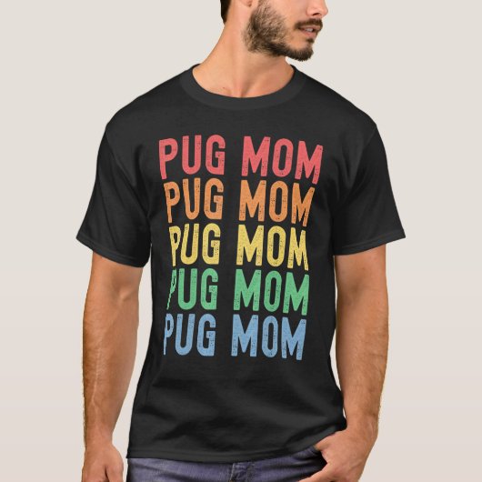Beste Pug Moeder Ooit Retro Pug Hond Moeder Ik Hou T-shirt (Voorkant)