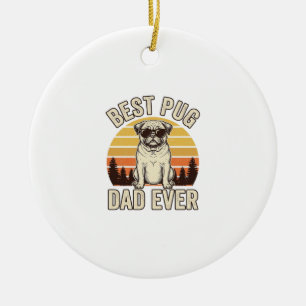 Beste Pug-papa ooit Vintage Pug T-shirt ontwerp_1 Keramisch Ornament