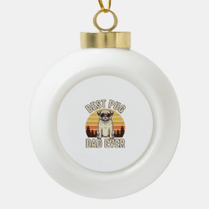 Beste Pug-papa ooit Vintage Pug T-shirt ontwerp_1 Keramische Bal Ornament