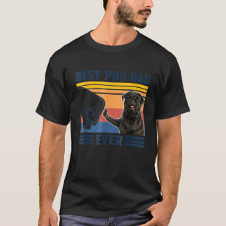 Beste Pug-papa ooit Zwarte versie  Vintage Vaderda T-shirt