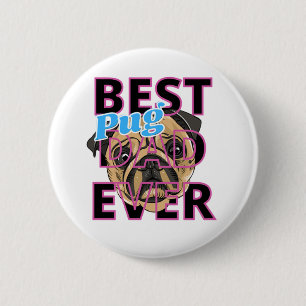 Beste Pug Vader Ooit Ronde Button 5,7 Cm