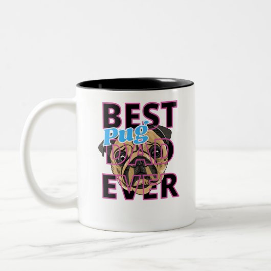Beste Pug Vader Ooit Tweekleurige Koffiemok (Links)