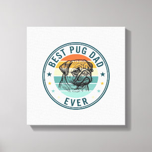 Beste Pug Vader Ooit Vintage Gravure Hond Shirt On Canvas Afdruk