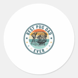 Beste Pug Vader Ooit Vintage Gravure Hond Shirt On Ronde Sticker