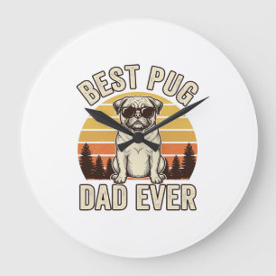 Beste Pug Vader Ooit Vintage Pug T-Shirt Ontwerp_1 Grote Klok