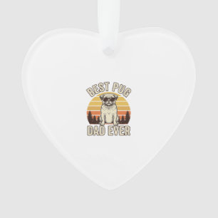 Beste Pug Vader Ooit Vintage Pug T-Shirt Ontwerp_1 Ornament