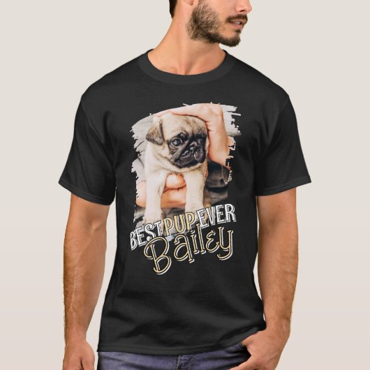 Beste Pup Ooit Moderne Cool Grunge Pet Dog Foto T-shirt (Voorkant)