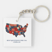 Beste Quilter in de VS Gepersonaliseerde Patchwork Sleutelhanger (Achterkant)