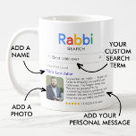 Beste Rabbi ooit Zoekresultaten Foto & Bericht Koffiemok<br><div class="desc">Deze grappige "Rabbi Search" mok is een heerlijke en unieke manier om je waardering voor de geweldige rabbijn in je leven te shows. Met een speelse "Rabbi Search" logo, is het alsof je geliefde spirituele leider de titel "Beste Rabbi Ooit" heeft verdiend. Het enkele zoekresultaat toont trots hun naam, een...</div>