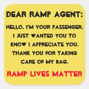 "Beste Ramp Agent" Bagage Vierkante Sticker