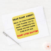 "Beste Ramp Agent" Bagage Vierkante Sticker (Envelop)