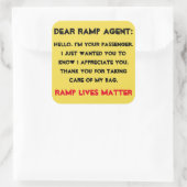 "Beste Ramp Agent" Bagage Vierkante Sticker (Tas)