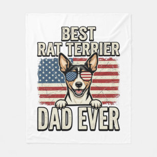 Beste Rat Terrier Vader Ooit Patriottisch Hond Shi Fleece Deken