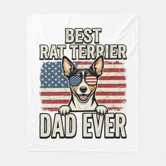 Beste Rat Terrier Vader Ooit Patriottisch Hond Shi Fleece Deken (Voorkant)
