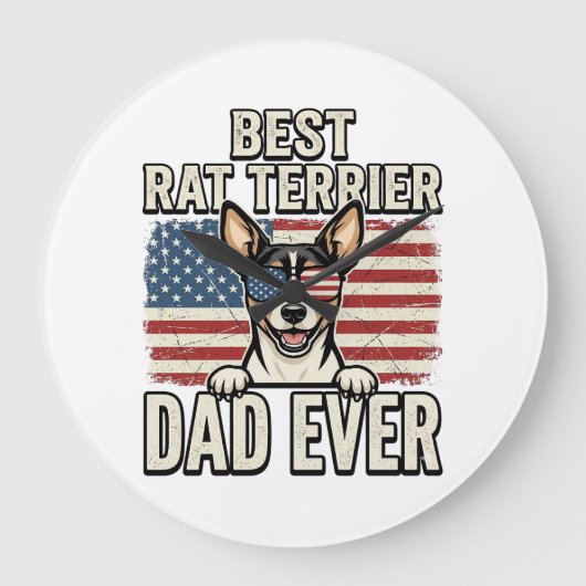 Beste Rat Terrier Vader Ooit Patriottisch Hond Shi Grote Klok (Voorkant)