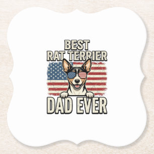 Beste Rat Terrier Vader Ooit Patriottisch Hond Shi Kartonnen Onderzetters