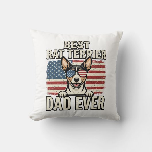 Beste Rat Terrier Vader Ooit Patriottisch Hond Shi Kussen (Voorkant)