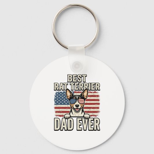Beste Rat Terrier Vader Ooit Patriottisch Hond Shi Sleutelhanger (Voorkant)