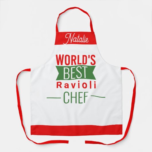 Beste Ravioli Chef ter wereld - gepersonaliseerd A Schort (Voorkant)