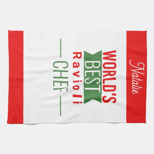 Beste Ravioli Chef ter wereld - gepersonaliseerd Theedoek (Horizontaal)