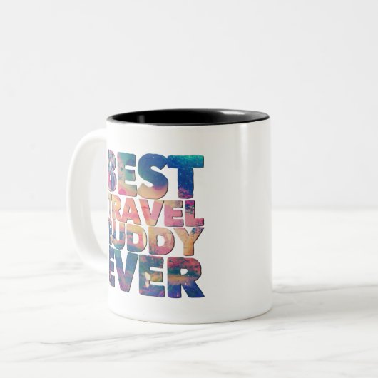 Beste reisvriend ooit, kleurrijk cadeau voor bijen tweekleurige koffiemok (Voorkant links)