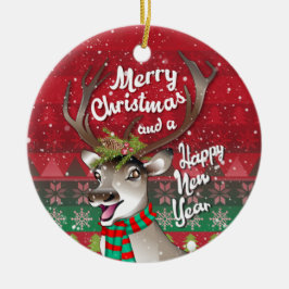 Beste rendieres - Vrolijk kerstfeest en gelukkig n Keramisch Ornament