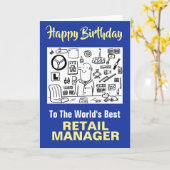 Beste Retail Manager ter wereld Happy Birthday Kaart (Gele Bloem)
