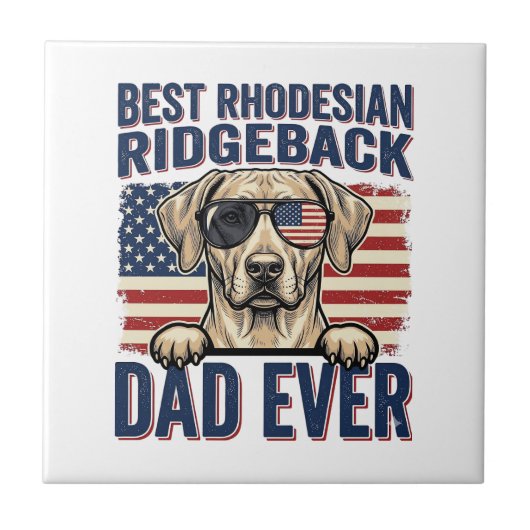 Beste Rhodesian Ridgeback Vader Ooit Vintage Hond Tegeltje (Voorkant)