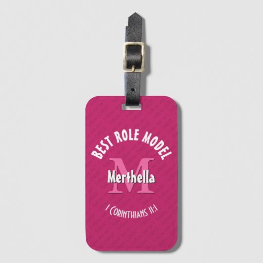 BESTE ROLE MODEL Persoonlijke moeder vader PINK Bagagelabel (Voorkant (verticaal))