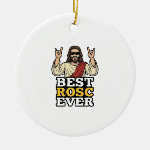 Beste Rosc Ooit Vintage Rock Hand Religieus Shirt_ Keramisch Ornament