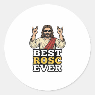 Beste Rosc Ooit Vintage Rock Hand Religieus Shirt_ Ronde Sticker