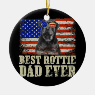 Beste rottie pa ooit Amerikaanse vlag Dog Rottweil Keramisch Ornament