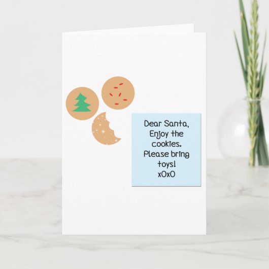 Beste Santa Cookies, alstublieft speelgoed mee Feestdagen Kaart (Voorkant)