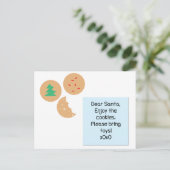 Beste Santa Cookies, alstublieft speelgoed mee Feestdagenkaart (Staand voorkant)