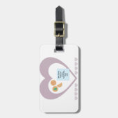 Beste Santa Cookies brengen speelgoed Paarse harte Bagagelabel (Voorkant verticaal)