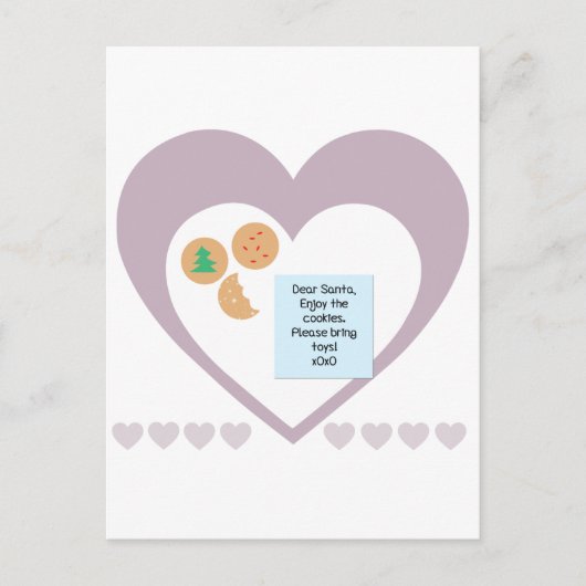 Beste Santa Cookies brengen speelgoed Paarse harte Feestdagenkaart (Voorkant)