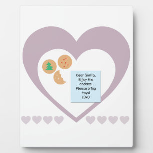 Beste Santa Cookies brengen speelgoed Paarse harte Fotoplaat