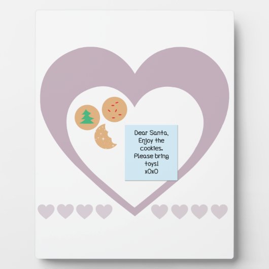 Beste Santa Cookies brengen speelgoed Paarse harte Fotoplaat (Voorkant)