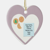 Beste Santa Cookies brengen speelgoed Paarse harte Keramisch Ornament (Rechts)