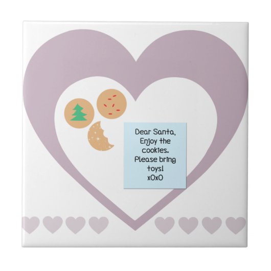 Beste Santa Cookies brengen speelgoed Paarse harte Tegeltje (Voorkant)