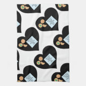 Beste Santa Cookies brengen speelgoed zwart hart m Theedoek (Verticaal)