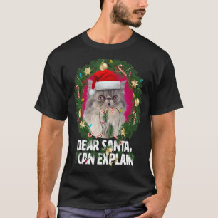 Beste Santa Cute Gray Persian Cat Naughty voor Chr T-shirt