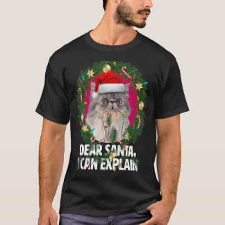 Beste Santa Cute Gray Persian Cat Naughty voor Chr T-shirt